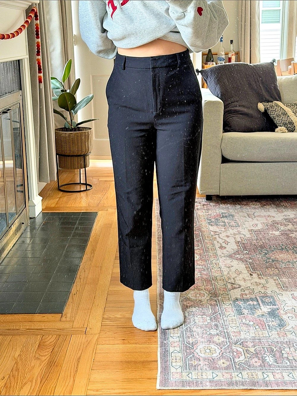 Express Editor Straight Super High Rise Ankle Pant Black